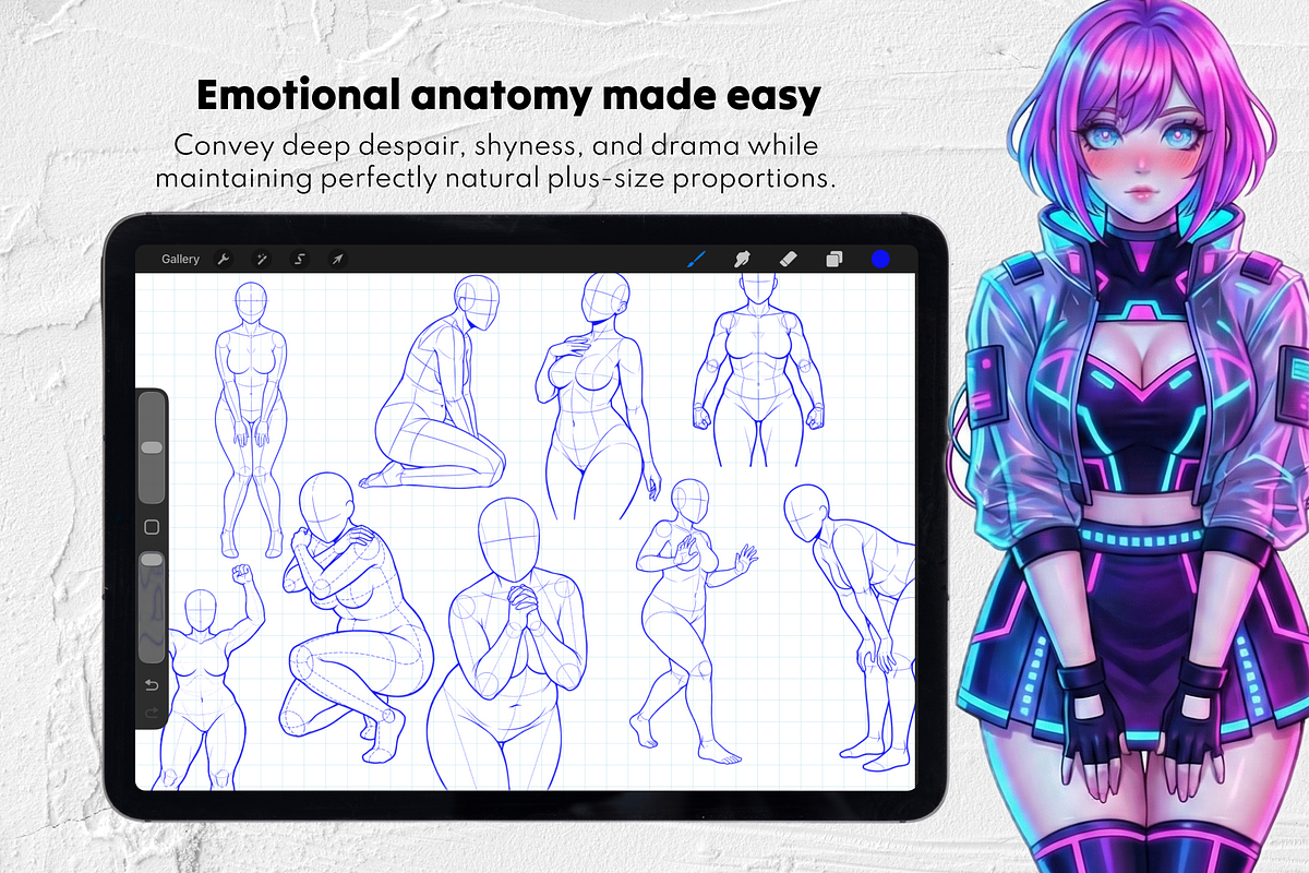 165 Curvy Female Pose Stamps, a Brush Add-On by Selentaori Studio (Photo 5 of 11)