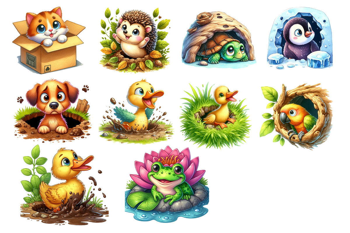 Funny Animals in Hole Clipart, an Illustration by Dream Creation (Photo 4 of 4)
