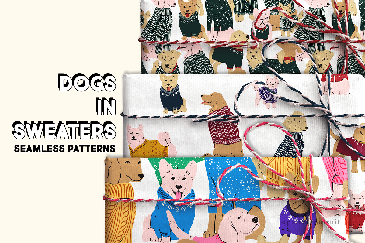 Dogs in Sweaters Seamless Patterns, a Pattern Graphic by Palette Pursuit (Photo 2 of 14)