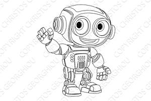 Robot Mascot Cartoon Cute Fun Alien, an Illustration by Christos Georghiou