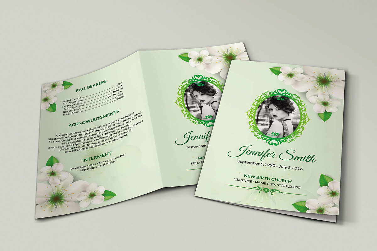 Floral Funeral Program Template, a Brochure Template by Template Shop (Photo 1 of 5)