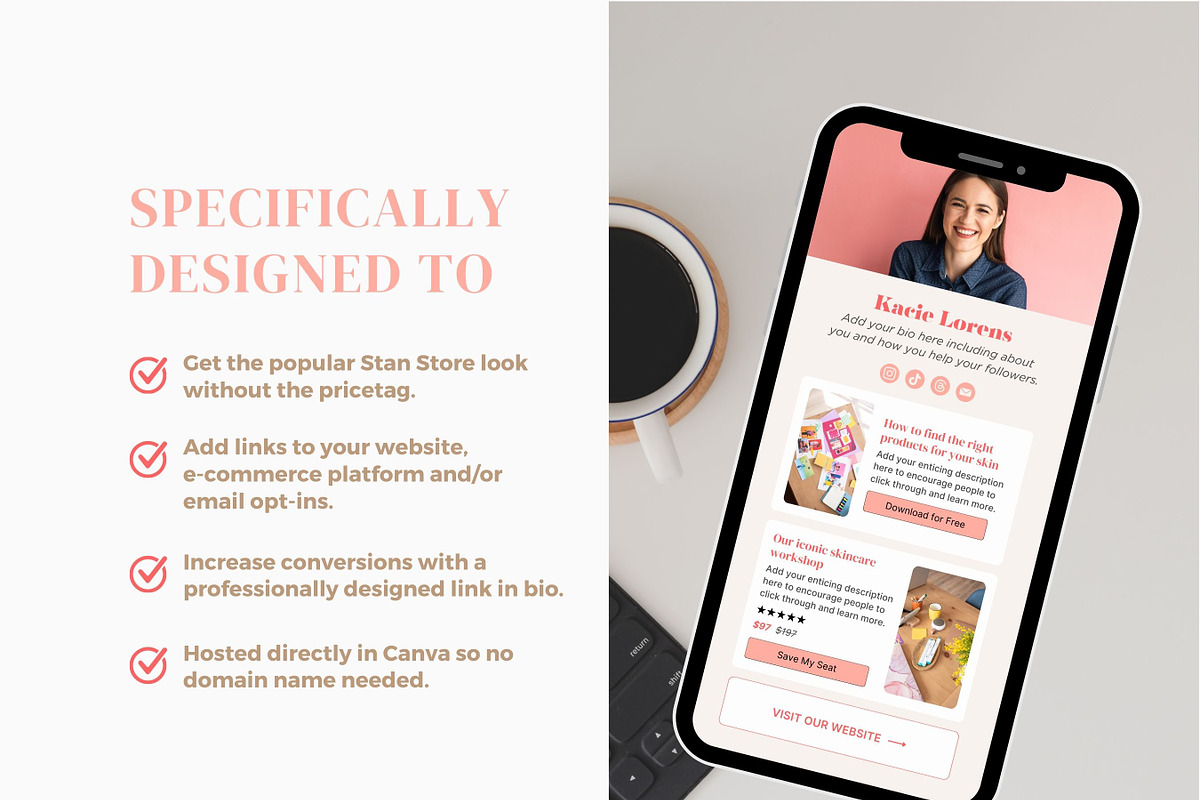 Stan Link In Bio Canva Template, a Landing Page Template by Ciera Design Templates (Photo 3 of 9)
