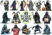 Halloween Funny Reaper Clipart, an Illustration by Pixels.Craft (Thumbnail 1 of 7)