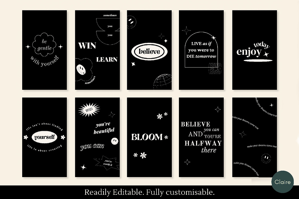 Positive Quotes Social Media Kit, a Social Media Template by Clairee Design Studio (Photo 5 of 7)