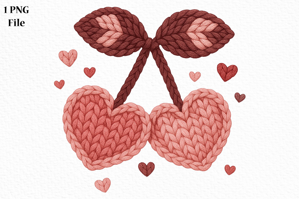 Faux Crochet Valentines Day Cherry, an Illustration by Canvas Craft (Photo 1 of 7)