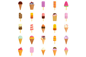 Ice Cream Icons Set Flat Vector