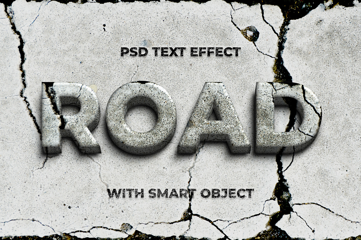 cracked asphalt road text effect, a Layer Style Add-On by yokbisayok