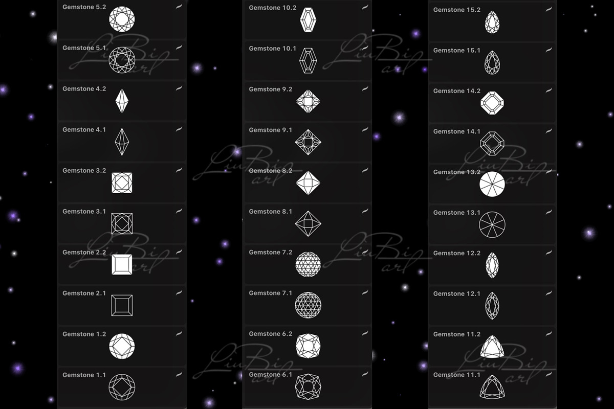 50 Procreate Gemstone Stamps Set, a Brush Add-On by LiuBi Art (Photo 2 of 4)