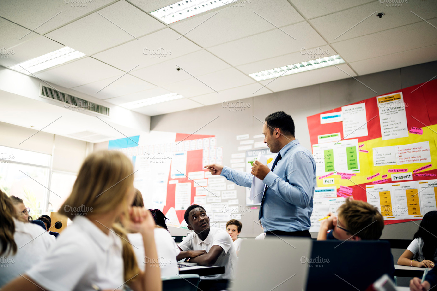 Students in school, a Photo by rawpixel