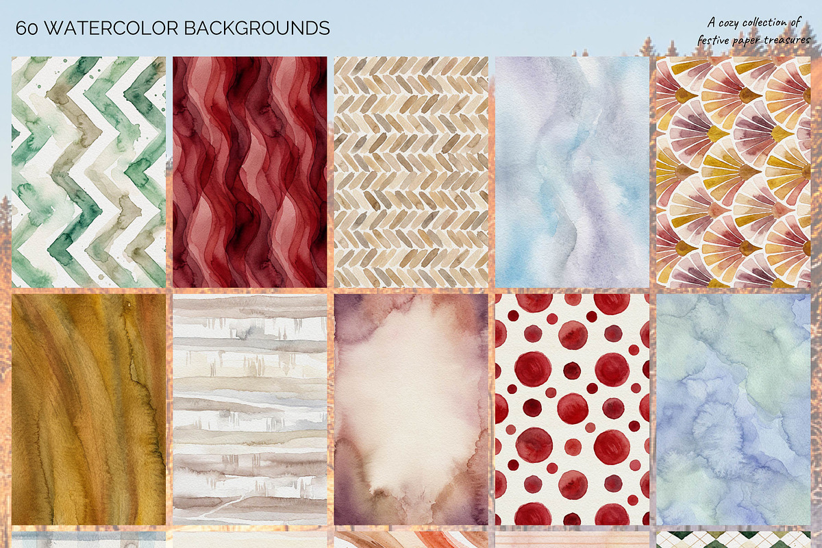 Christmas Watercolor Scrapbook Kit, a Background Graphic by DreamoraArt (Photo 3 of 6)