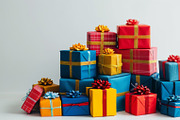 86 Gift boxes with ribbons and bows, a Holiday Photo by Handmadefont (Thumbnail 57 of 90)