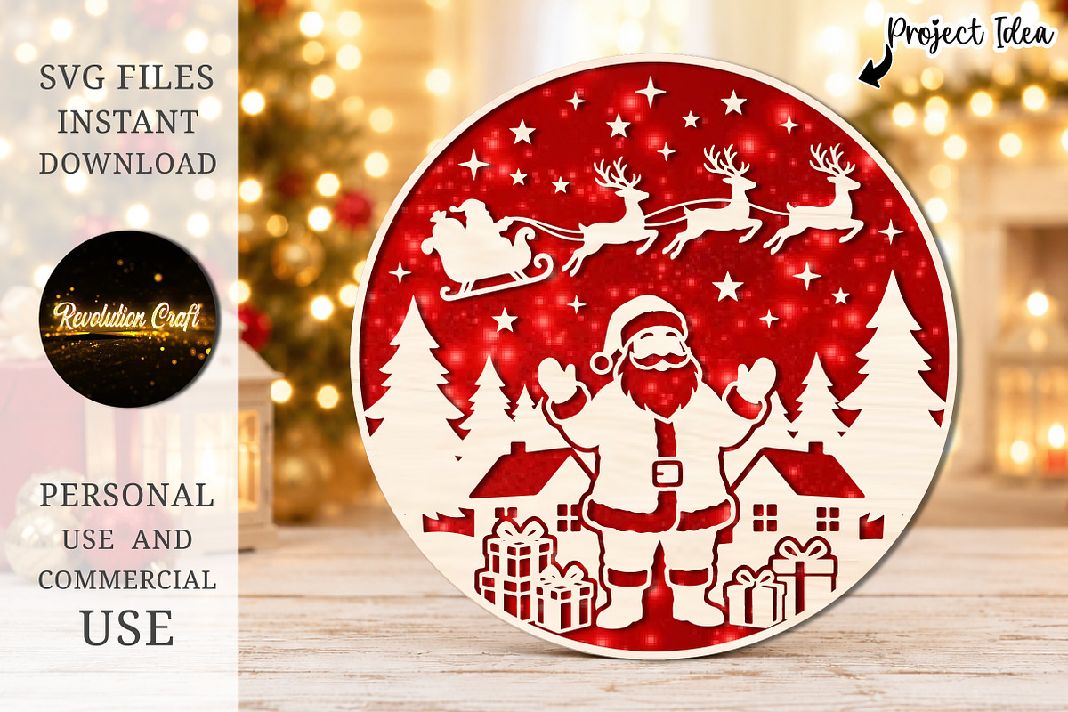 Santa Claus Christmas Round Sign SVG, an Object Graphic by OK Design (Photo 3 of 3)