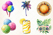 Watercolor Funky Summer Clipart, an Illustration by DreamCafeArt (Thumbnail 3 of 4)