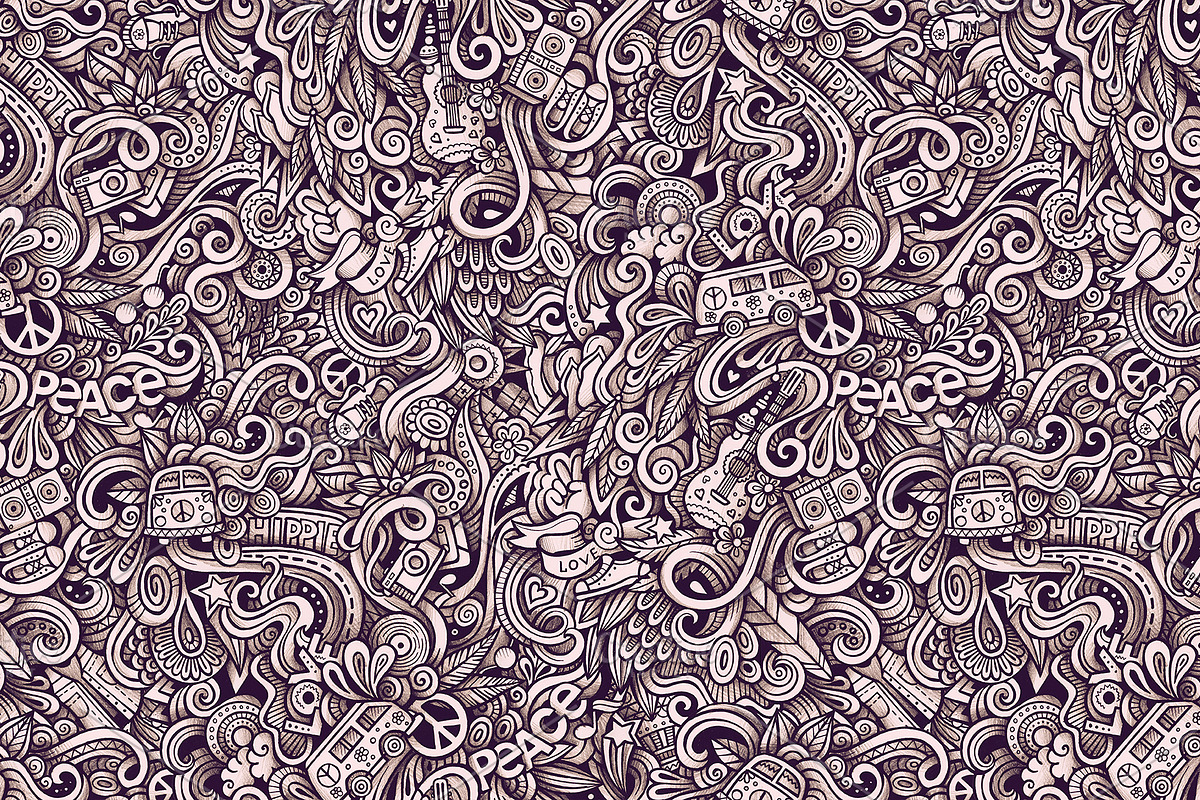 Hippie Graphic Doodles Patterns, a Pattern Graphic by BALABOLKA (Photo 5 of 6)