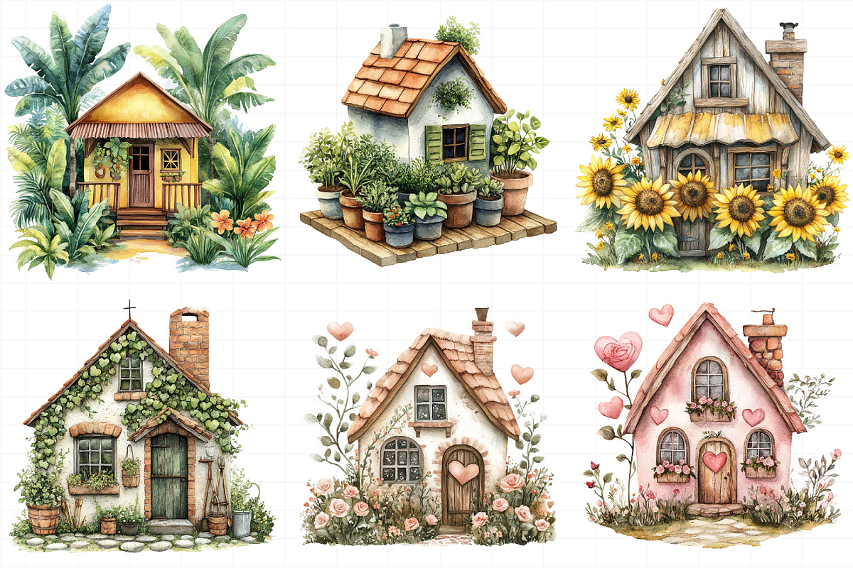Watercolor Gardening House Clipart, an Illustration by Daily.Designs (Photo 5 of 8)