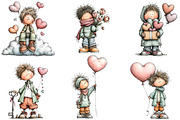 Whimsical valentine boy clipart, an Illustration by CreationArt (Thumbnail 7 of 7)