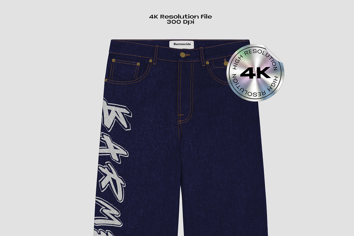 Baggy raw denim pants mockup, a Bottom Mockup by Barmecide Mockup Studio (Photo 2 of 3)