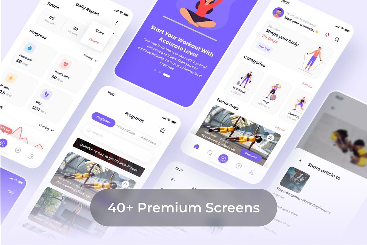 WORKA - Work Out App UI Kits, an App Template by CreativeUI (Photo 6 of 8)