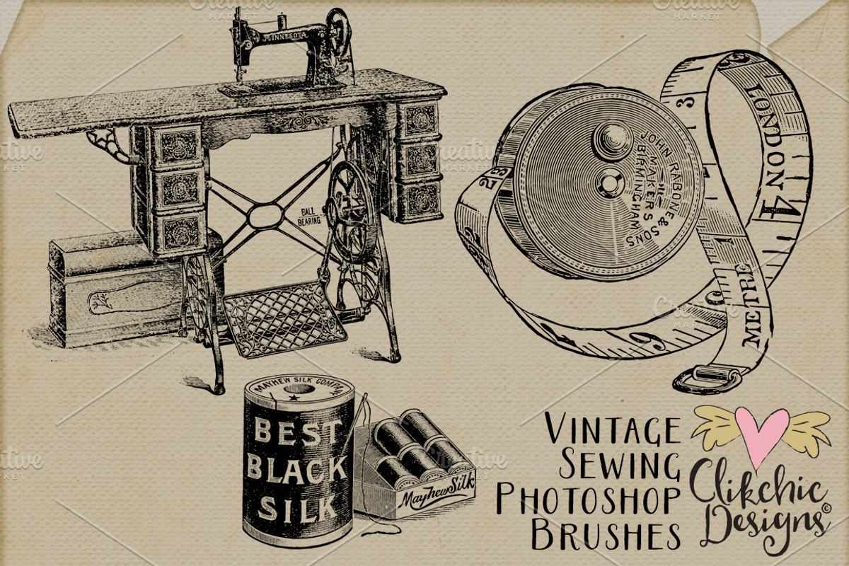 Vintage Sewing Photoshop Brushes preview 8