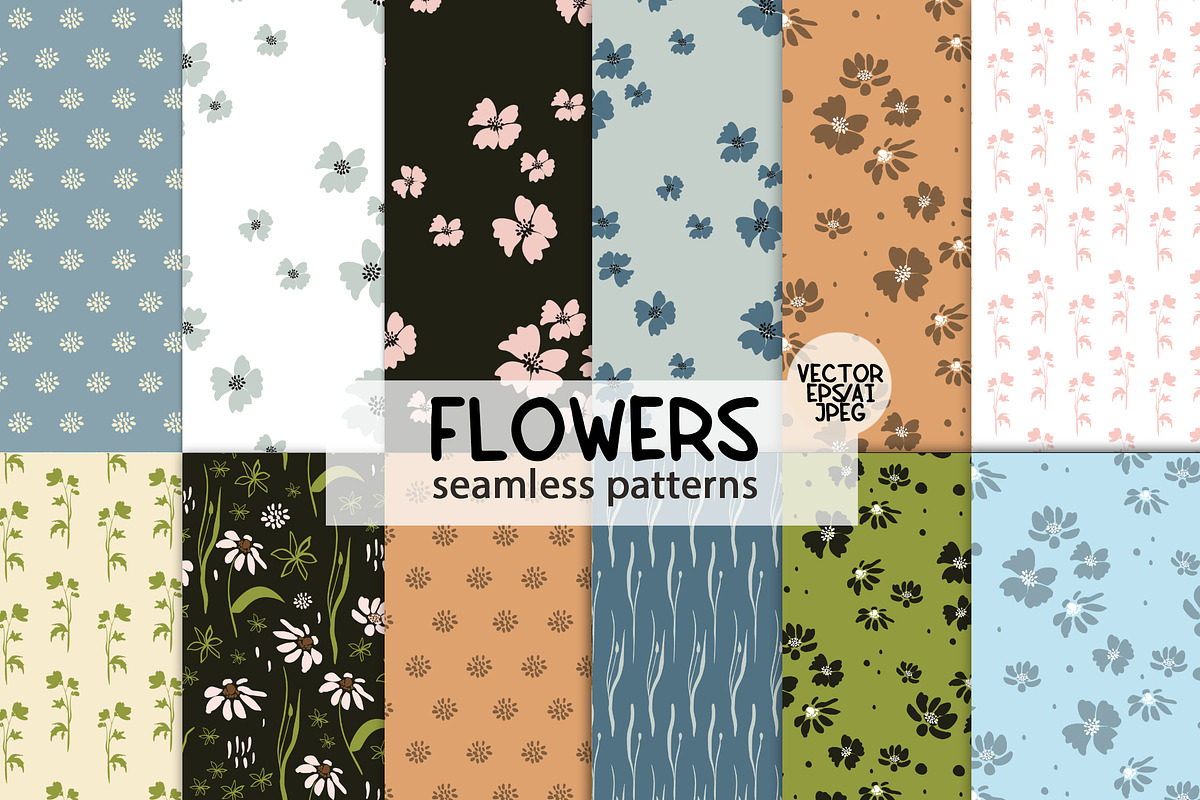 Soft Pastel Floral Patterns, a Pattern Graphic by Pattern + watercolor (Photo 7 of 7)