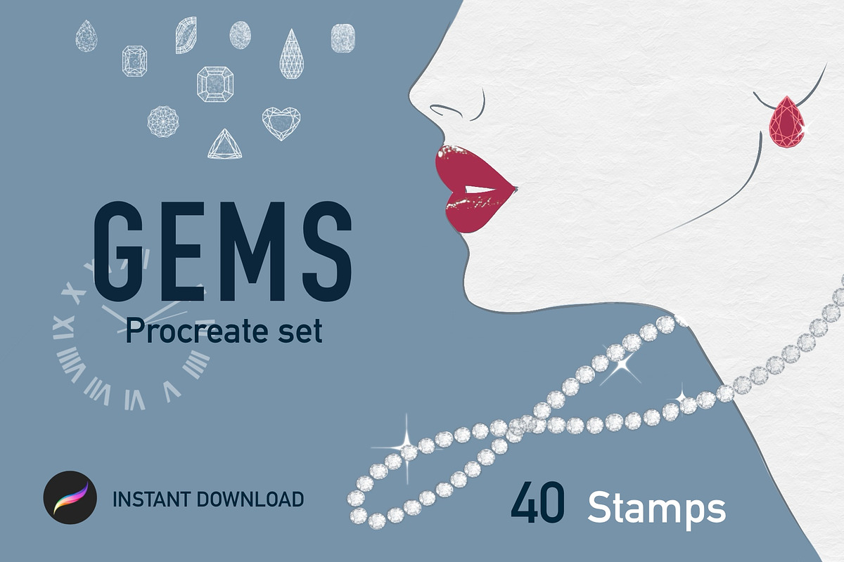 Gems brushset Procreate, a Brush Add-On by byJuliaKors (Photo 1 of 3)