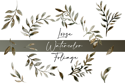 Loose Watercolor Leaf Elements
