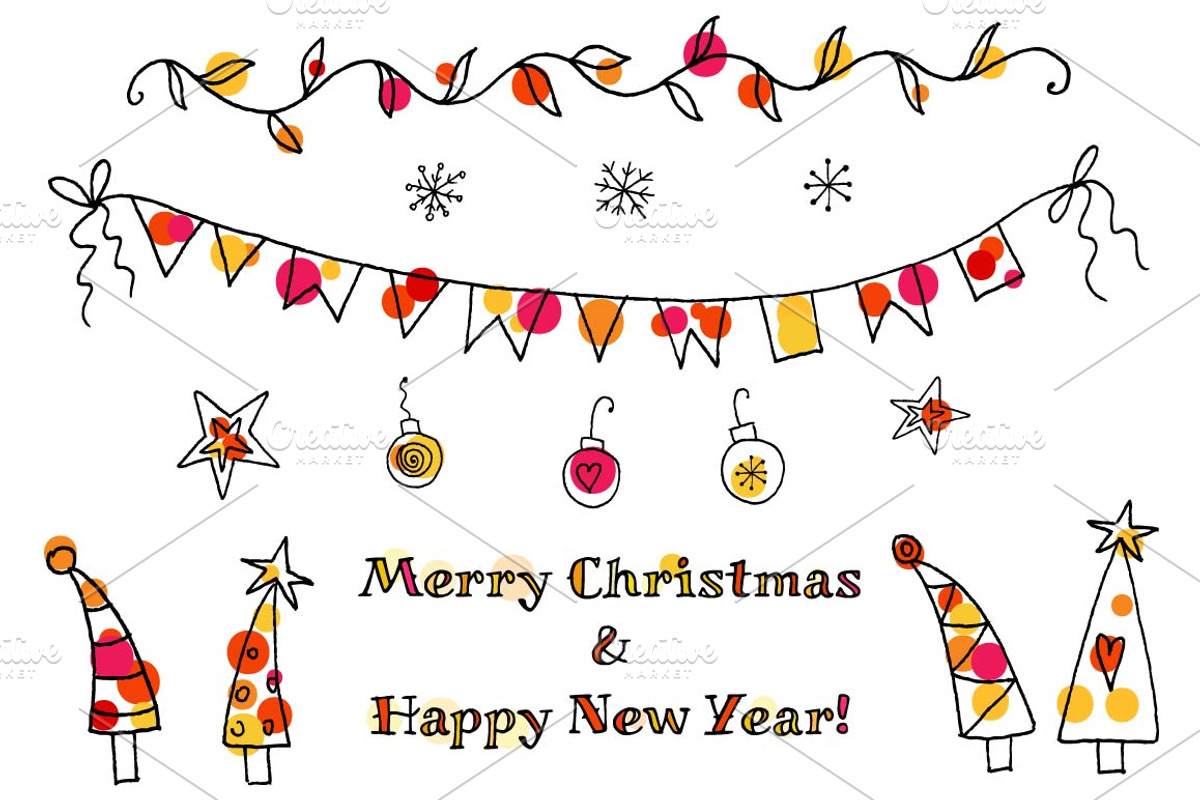 Doodle Christmas elements, a Background Graphic by DikayaMiau (Photo 2 of 3)