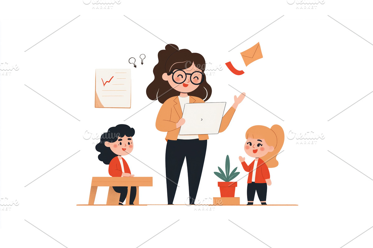 An illustrated female teacher with, a Person Illustration by Sergey Kotenev