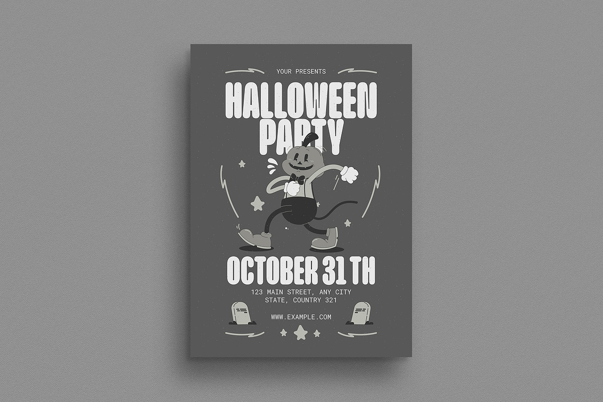 Monochrome Halloween Party Flyer, a Flyer Template by Guuver (Photo 1 of 3)