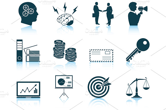 Set Of 12 Business Icons