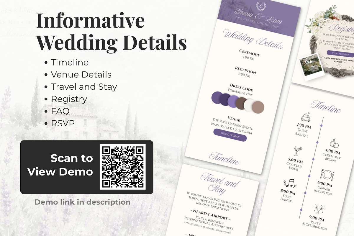 Lavender Wedding Website Invitation, a Landing Page Template by Everyday Perfection (Photo 3 of 12)