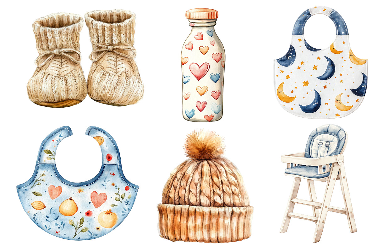Neutral Baby Watercolor Clipart, an Illustration by Dream Creation (Photo 3 of 9)