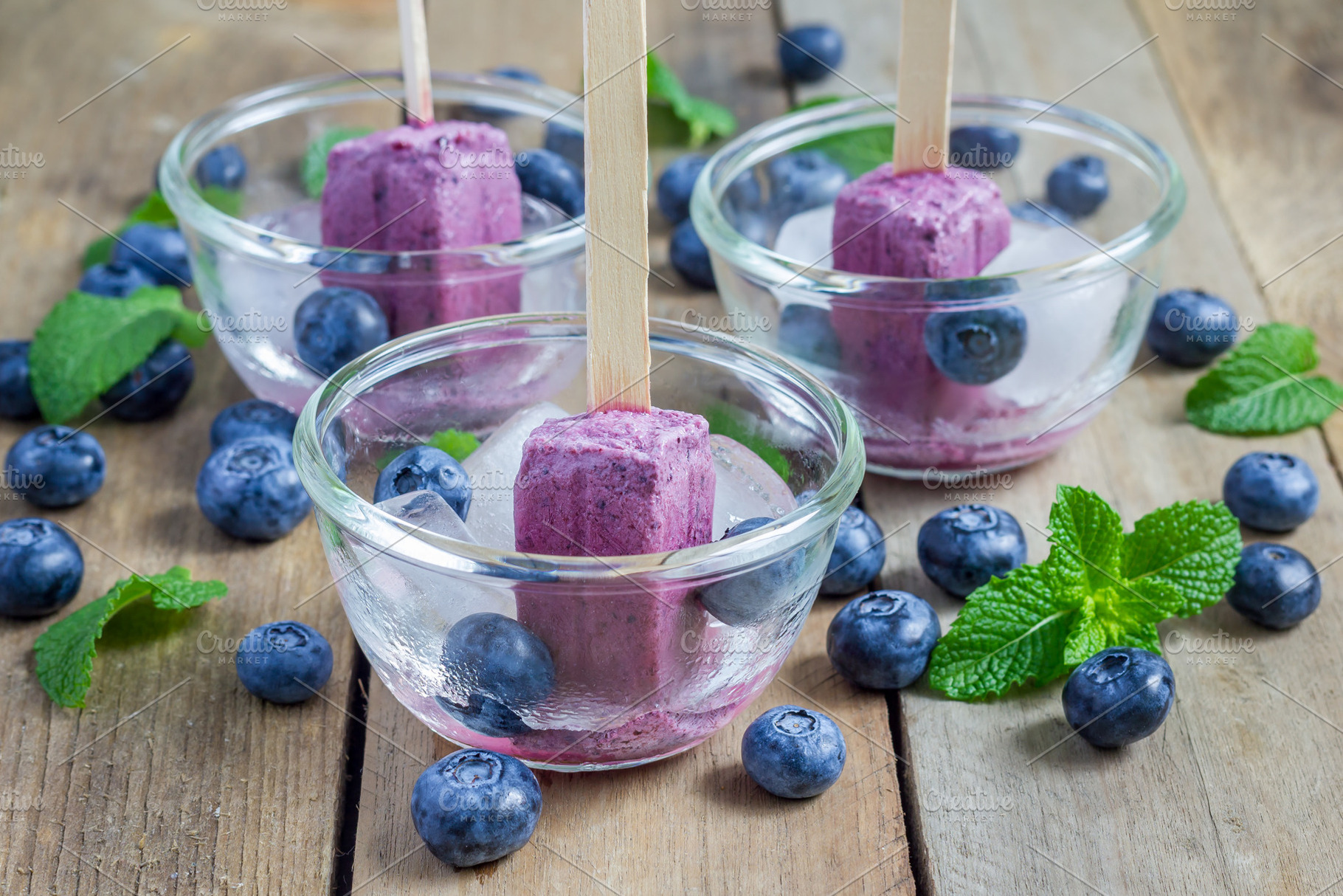Homemade popsicles with blueberry, yogurt and honey, a Food & Drink Photo by iuliia_n