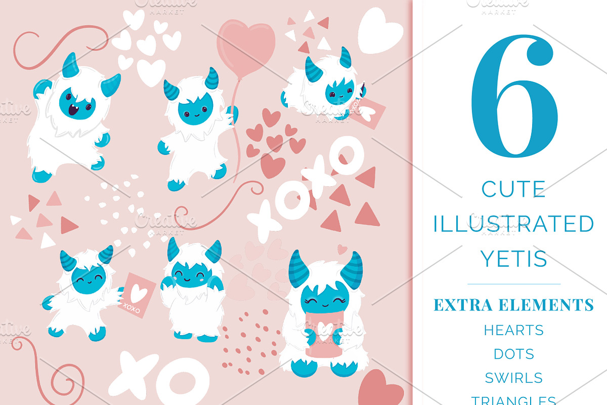 Valentine Yeti Pattern & Clip Art, a Pattern Graphic by Preyer Design (Photo 2 of 9)