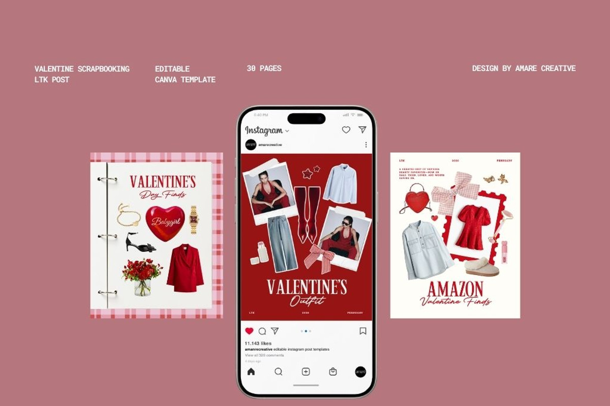 30 Valentine Instagram Post LTK, a Social Media Template by Amaré Creative (Photo 4 of 9)
