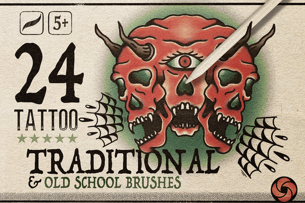24 Traditional Tattoo Brushes, a Brush Add-On by Easy Procreate (Photo 1 of 4)