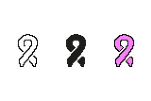 Awareness Ribbon Icons In Pixel Art, an Object Illustration by Gentle Studio