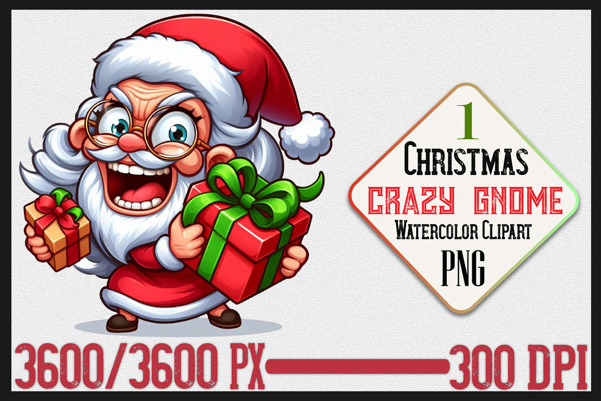 Christmas Crazy Gnome Png Clipart, a Seasonal Illustration by Craft Nest (Photo 1 of 7)