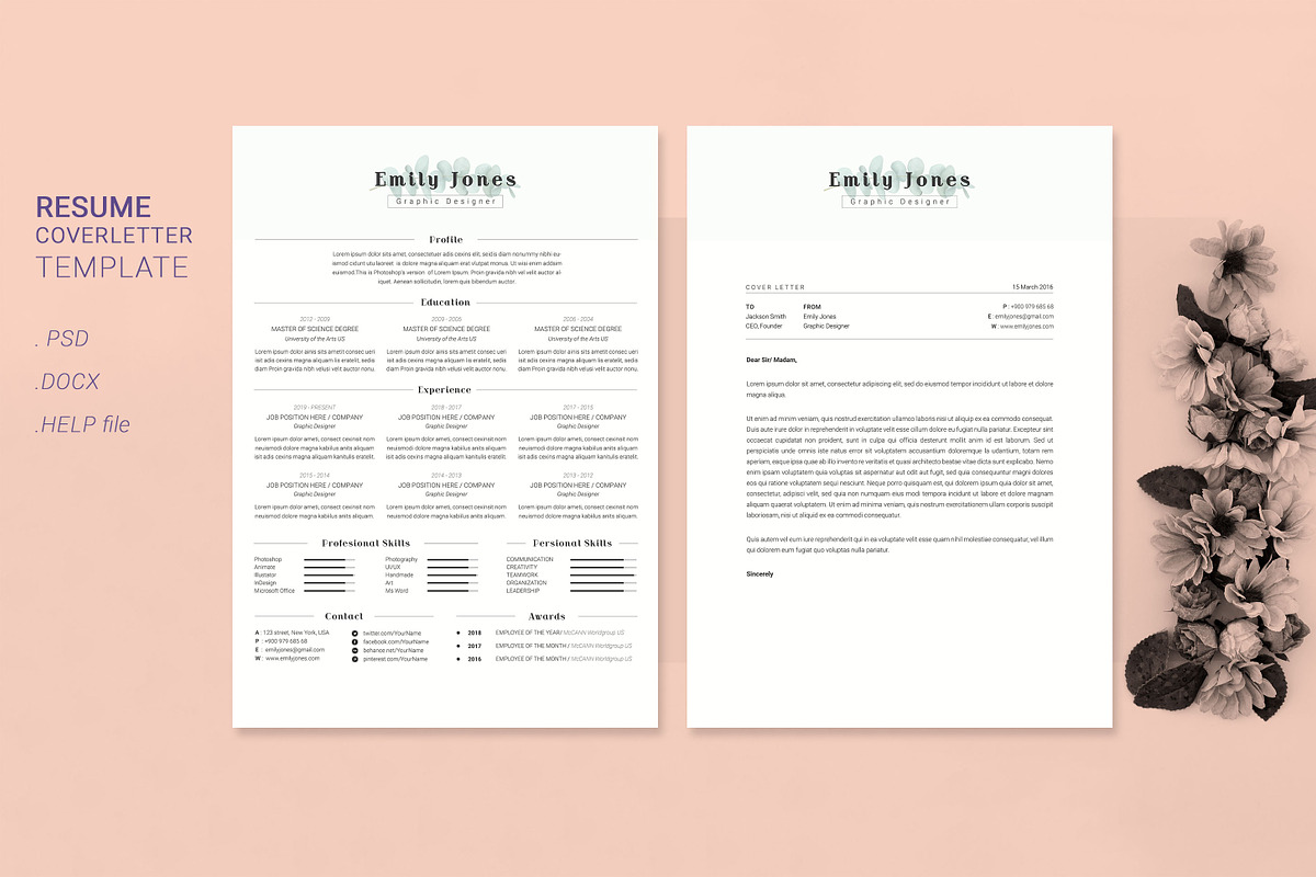 Water Color CV-Resume Tempalate *C, a Resume Template by Showy68 Template (Photo 1 of 3)