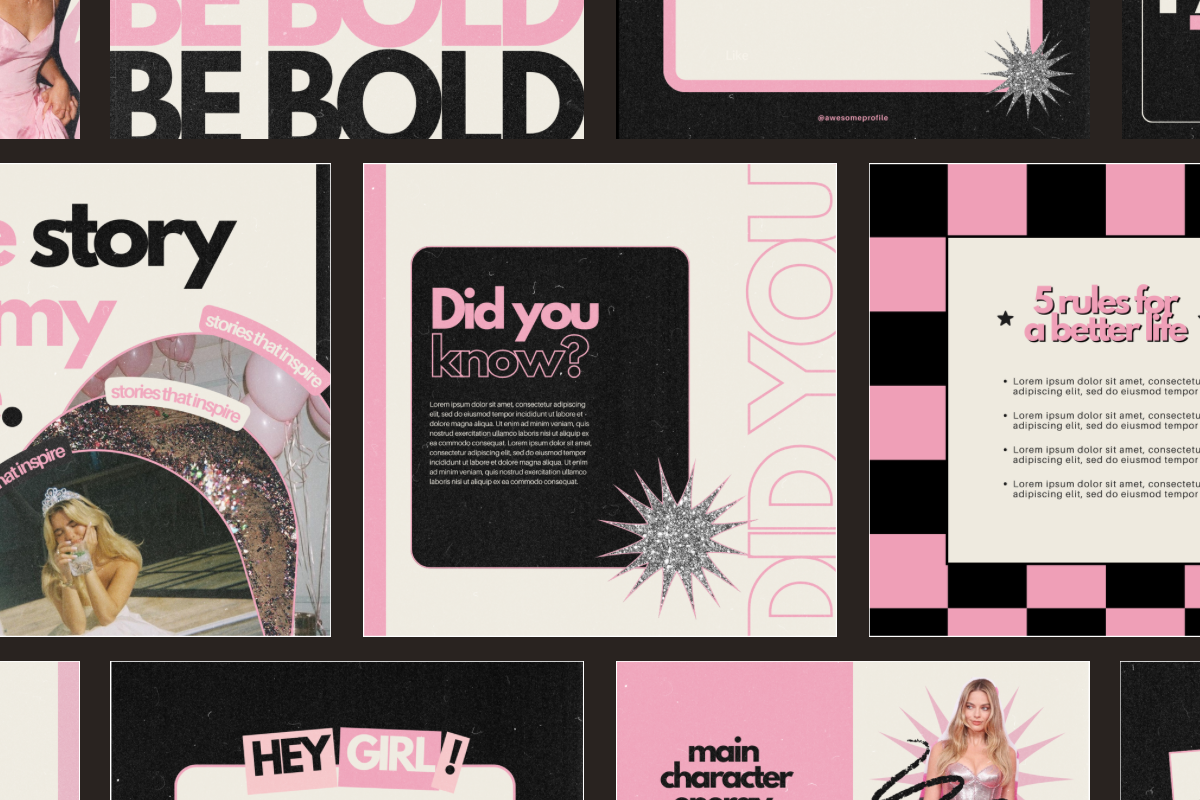 Pink Aesthetic Instagram Templates, a Social Media Template by Ad Astra Creations (Photo 2 of 5)