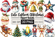 Cute Cartoon Christmas Clipart, an Illustration by Black Bird Studio (Thumbnail 1 of 6)