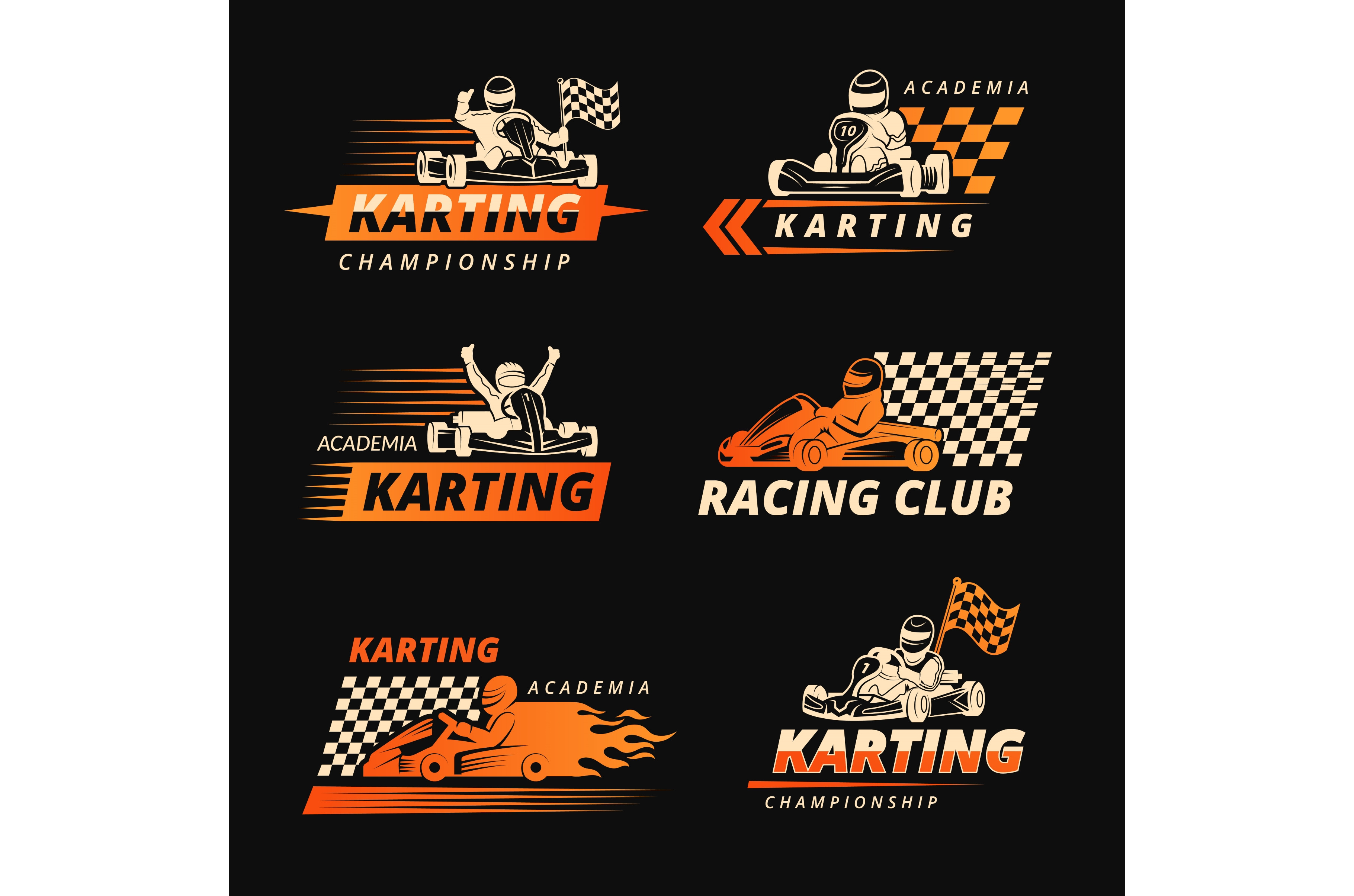 Karting. Race cars emblems or logos, a Background Graphic by Onyx