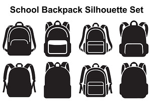 School Backpack Silhouette Set, an Object Graphic by Creativeshirt