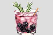 Blackberry Rosemary Cocktail, an Illustration by 1801Prints (Thumbnail 2 of 4)