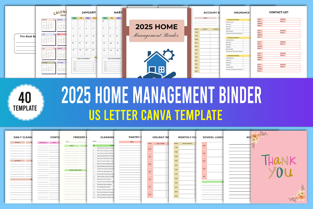 2025 Home Management Binder Canva, a Stationery Template by Designmela01 (Photo 1 of 5)