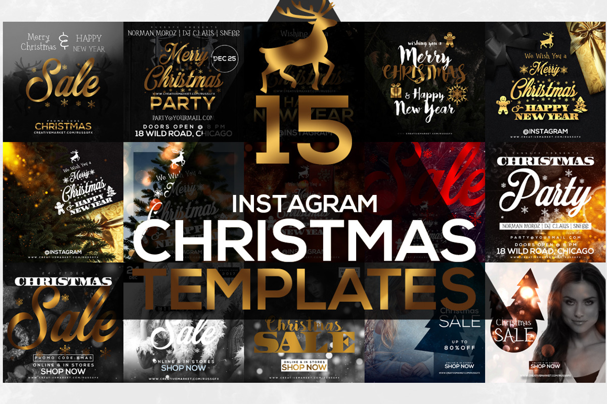 24 Instagram Christmas Posts, a Social Media Template by RussGFX (Photo 6 of 9)