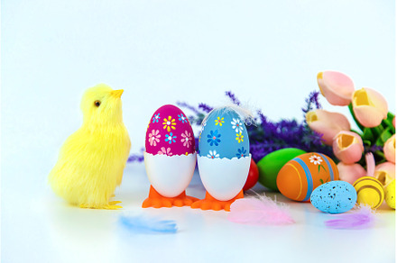 Beautiful Easter decor on a white, a Holiday Photo by yanadjana