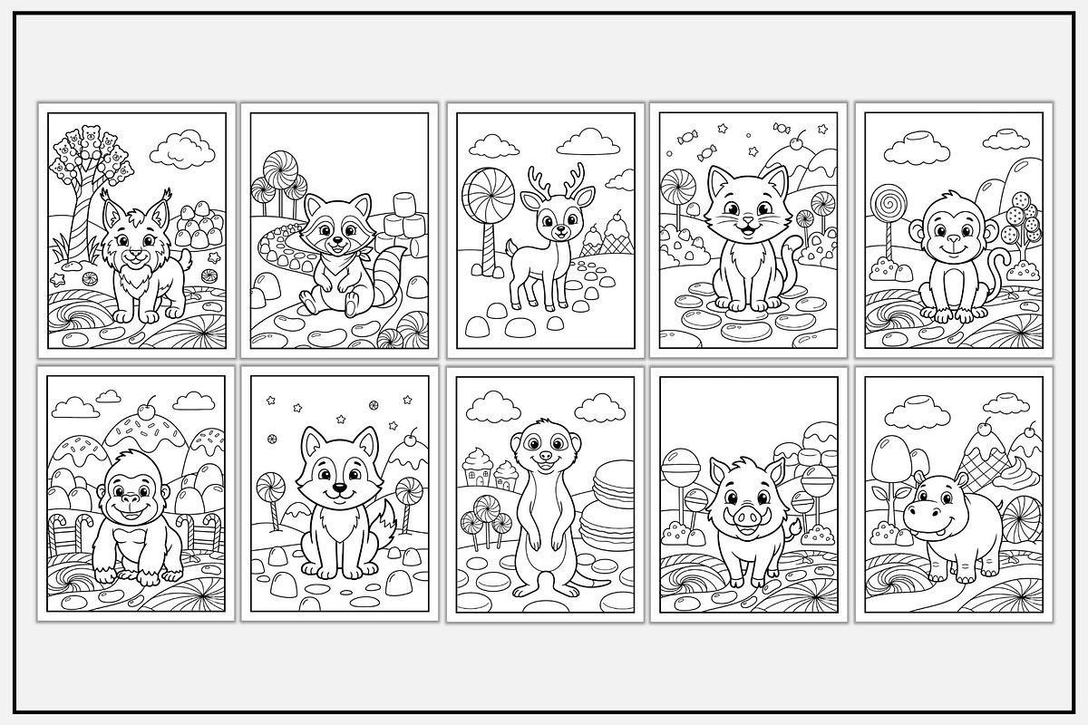Animals in Candy Land Coloring Pages, an Animal Illustration by Lamia Emad (Photo 3 of 5)