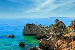 Summer Atlantic rocky coastline (Algarve, Portugal)., a Nature Photo by YuriyB
