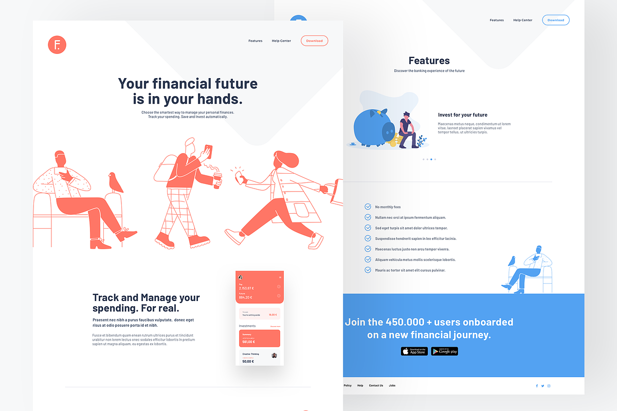Financial Website PSD, Sketch, XD, a Landing Page Template by TIB Digital (Photo 1 of 7)